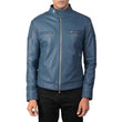 MEN’S GATSBY BLUE LEATHER BIKER JACKET