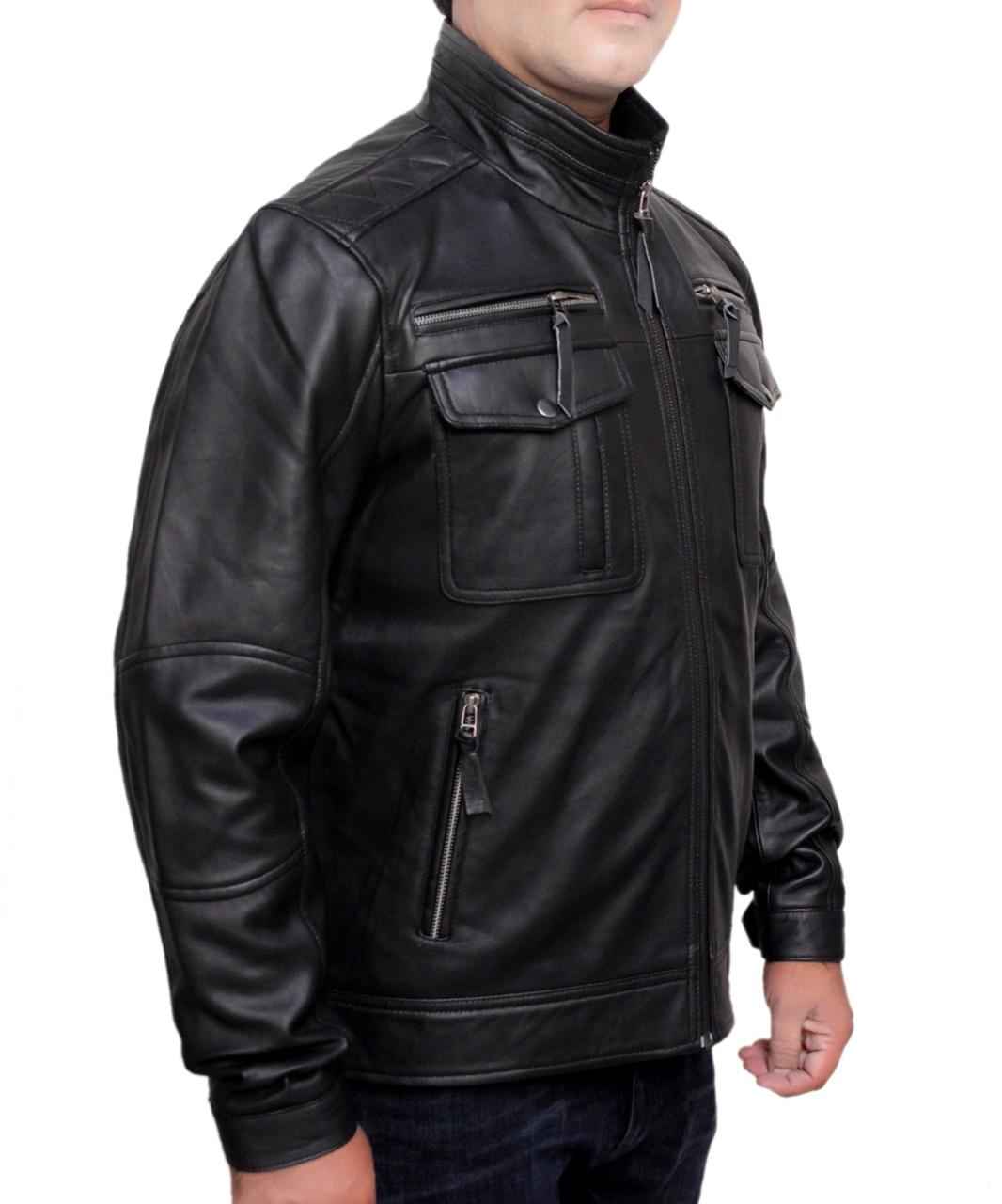 MEN’S CAFE RACER BLACK LEATHER JACKET