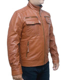 MEN’S CAFE RACER BROWN LEATHER JACKET