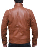 MEN’S CAFE RACER BROWN LEATHER JACKET