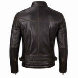 MEN’S CAFE RACER DISTRESSED BROWN LEATHER JACKET