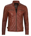 MEN’S CAFE RACER BROWN LEATHER JACKET