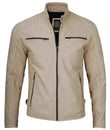 MEN’S CAFE RACER BEIGE LEATHER JACKET