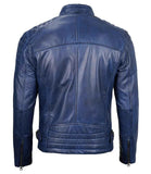 MEN’S CAFE RACER BLUE LEATHER JACKET