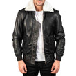 MEN’S AIRIN G-1 BLACK & WHITE FAUX COLLAR LEATHER JACKET