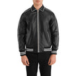 MEN'S BLACK LEATHER VARSITY JACKET
