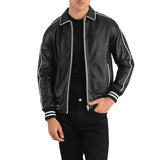 MEN'S BLACK LEATHER VARSITY JACKET