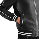 MEN'S BLACK LEATHER VARSITY JACKET