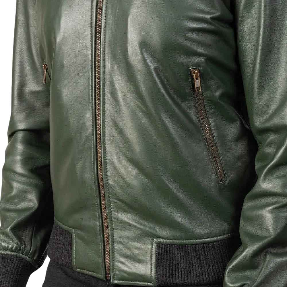 MEN’S FOREST GREEN LEATHER JACKET