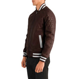 MEN'S MAROON LEATHER VARSITY JACKET