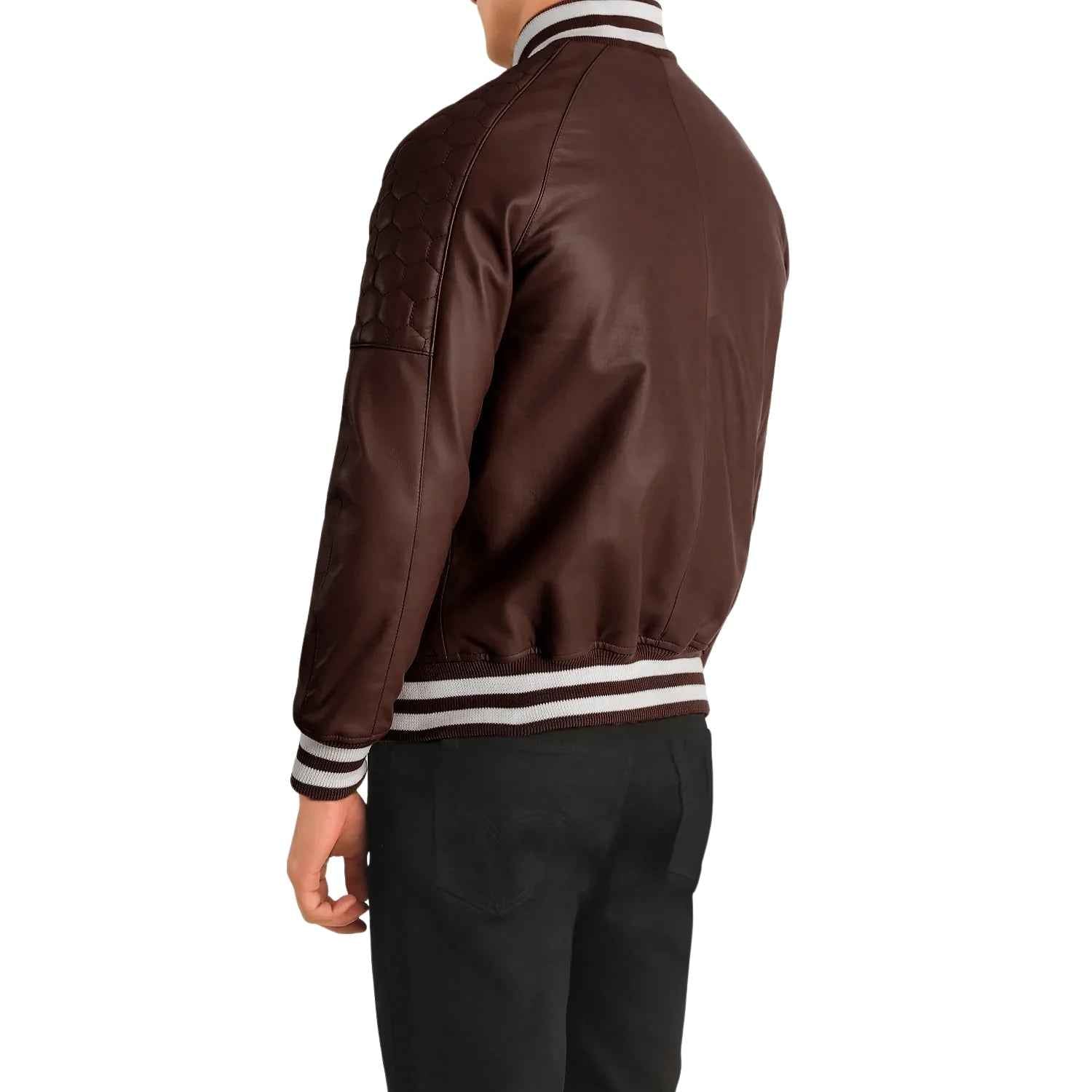 MEN'S MAROON LEATHER VARSITY JACKET