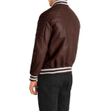 MEN'S MAROON LEATHER VARSITY JACKET