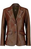 MEN'S SLIM FIT CLASSIC BROWN LEATHER BLAZER COAT