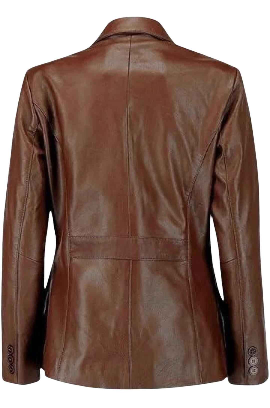 MEN'S SLIM FIT CLASSIC BROWN LEATHER BLAZER COAT