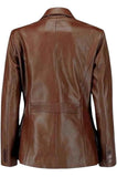 MEN'S SLIM FIT CLASSIC BROWN LEATHER BLAZER COAT