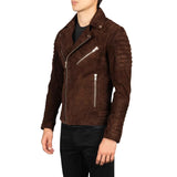 MEN'S MOCHA SUEDE BIKER LEATHER JACKET