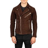 MEN'S MOCHA SUEDE BIKER LEATHER JACKET