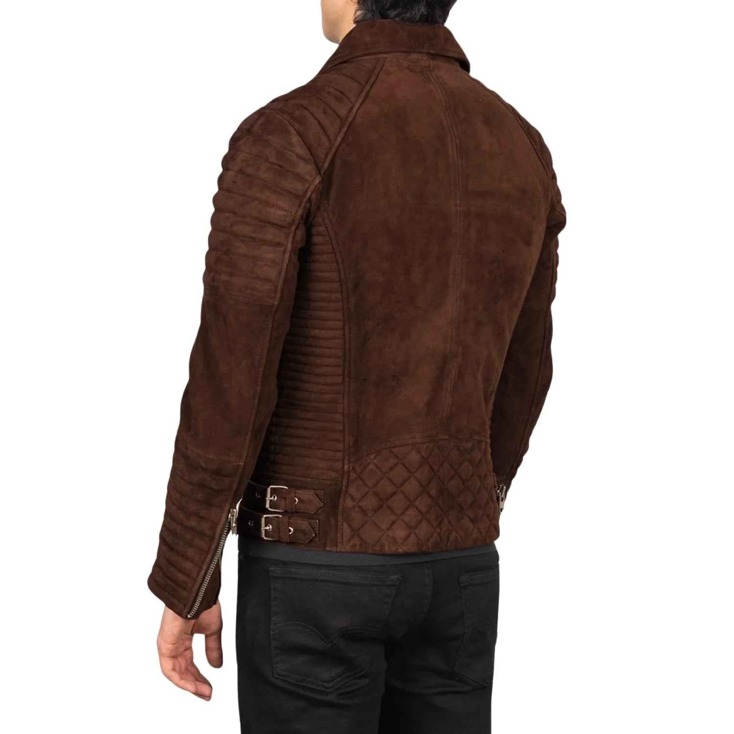MEN'S MOCHA SUEDE BIKER LEATHER JACKET