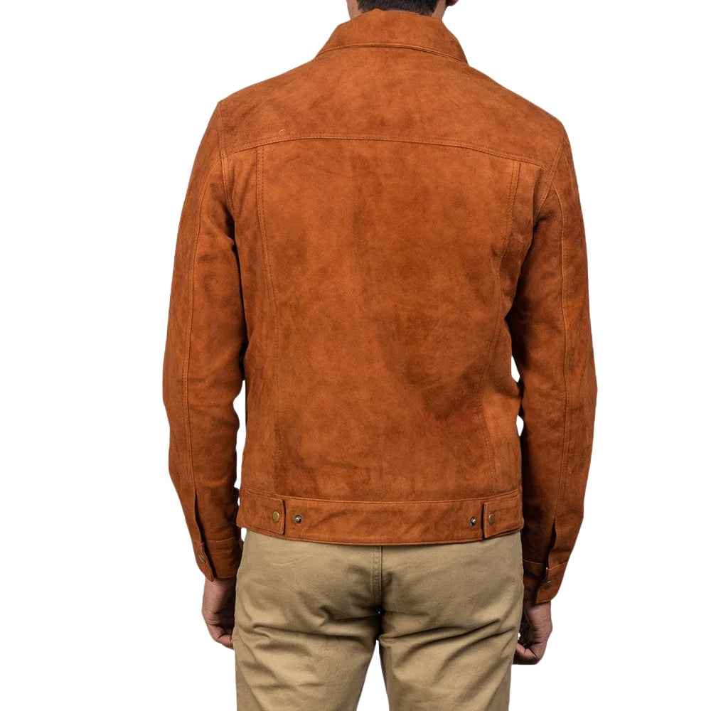 MEN'S STALLON BROWN SUEDE TRUCKER JACKET