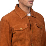 MEN'S STALLON BROWN SUEDE TRUCKER JACKET