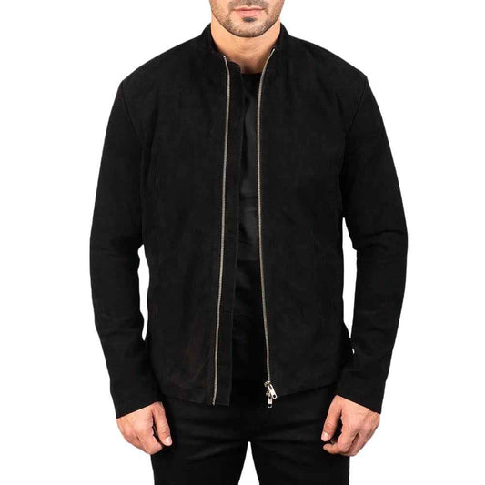 MEN’S CHARCOAL BLACK SUEDE LEATHER JACKET
