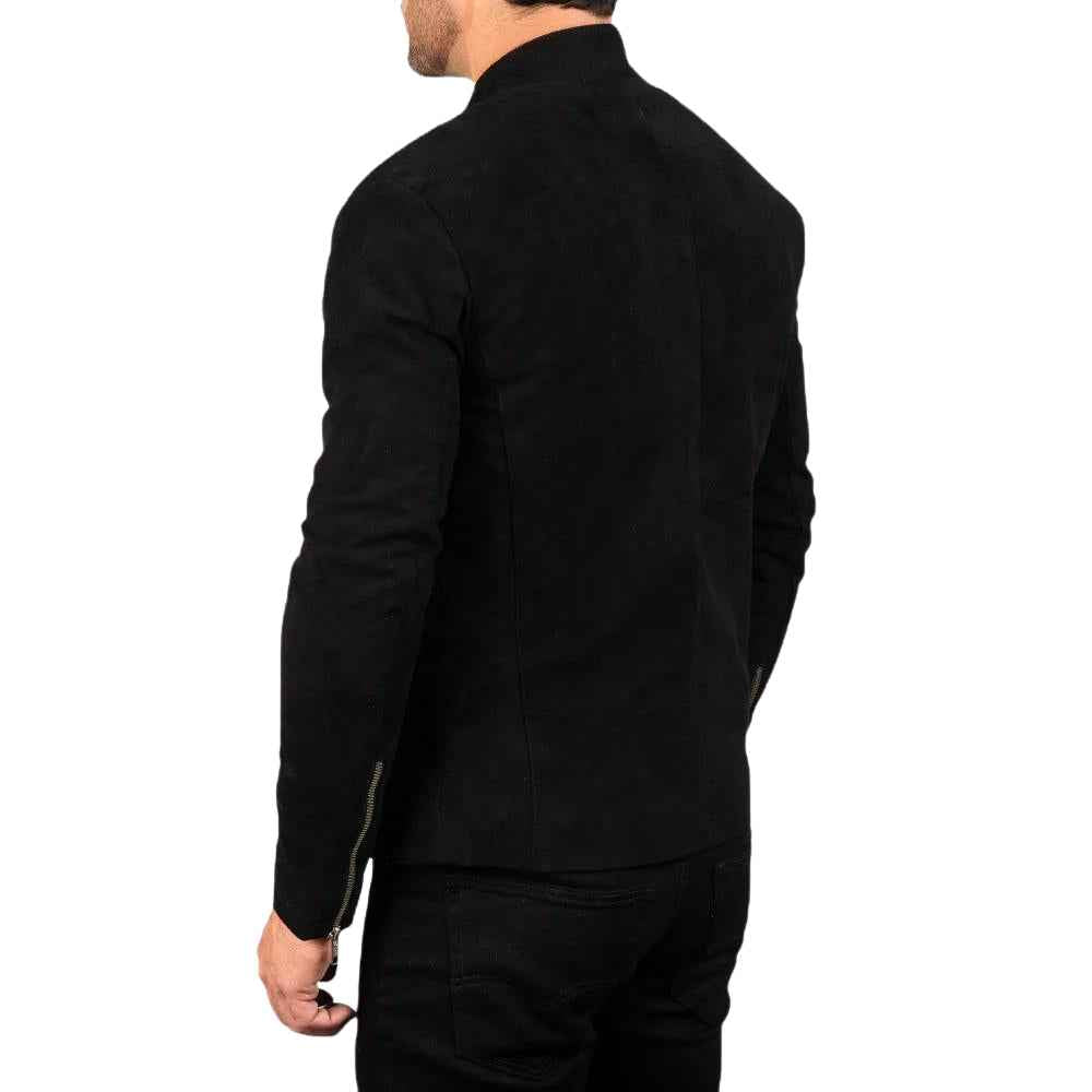 MEN’S CHARCOAL BLACK SUEDE LEATHER JACKET