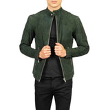 MEN’S FERNANDO QUILTED GREEN SUEDE LEATHER JACKET