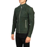 MEN’S FERNANDO QUILTED GREEN SUEDE LEATHER JACKET