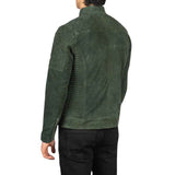 MEN’S FERNANDO QUILTED GREEN SUEDE LEATHER JACKET