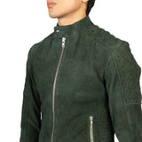 MEN’S FERNANDO QUILTED GREEN SUEDE LEATHER JACKET