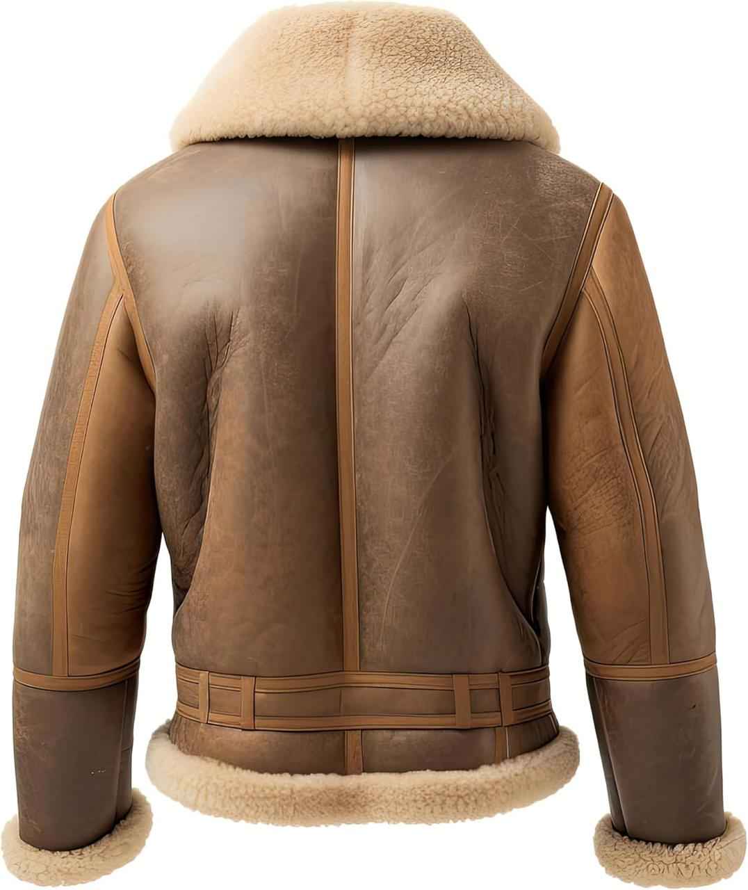 WOMEN'S BROWN LEATHER AVIATOR SHEARLING BOMBER JACKET