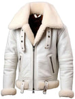 WOMEN'S WHITE SHEARLING B3 BOMBER LEATHER JACKET