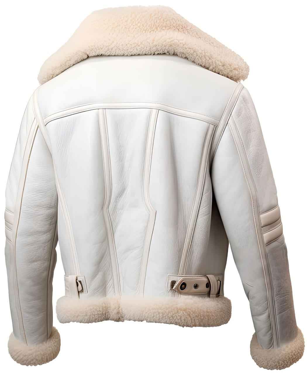 WOMEN'S WHITE SHEARLING B3 BOMBER LEATHER JACKET