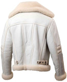 WOMEN'S WHITE SHEARLING B3 BOMBER LEATHER JACKET