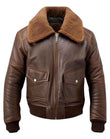 WOMEN'S BROWN LEATHER SHEARLING BOMBER JACKET
