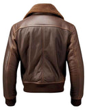 WOMEN'S BROWN LEATHER SHEARLING BOMBER JACKET