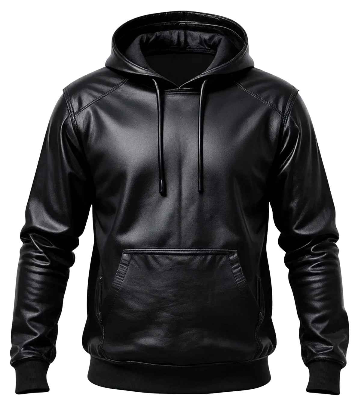 WOMEN'S BLACK LEATHER HOODIE