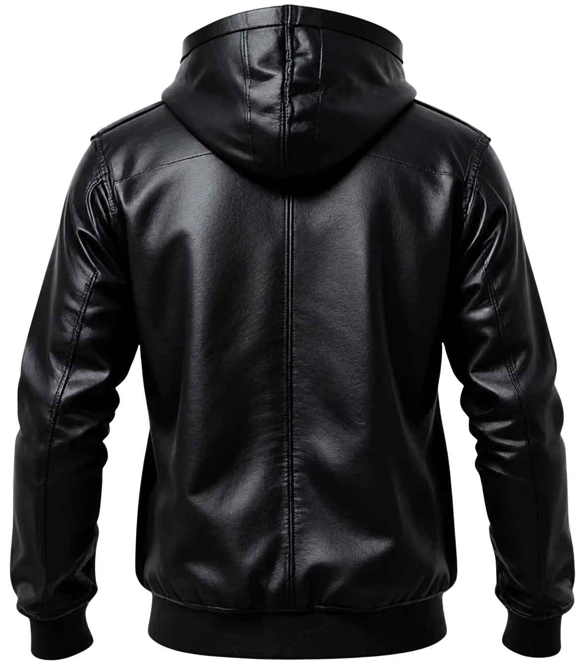 WOMEN'S BLACK LEATHER HOODIE