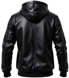 WOMEN'S BLACK LEATHER HOODIE