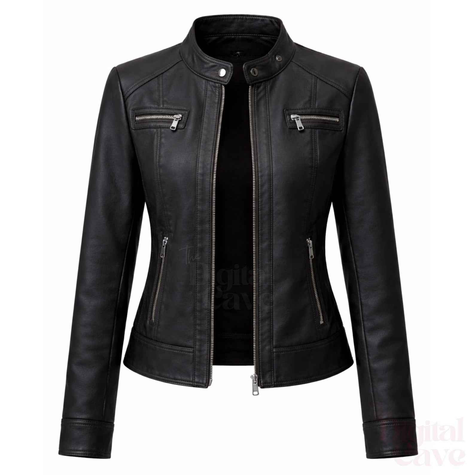 WOMEN'S CLASSIC BLACK LEATHER BIKER JACKET