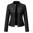 WOMEN'S CLASSIC BLACK LEATHER BIKER JACKET