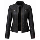 WOMEN'S CLASSIC BLACK LEATHER BIKER JACKET