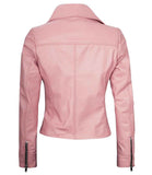 WOMEN'S PINK LEATHER BIKER JACKET