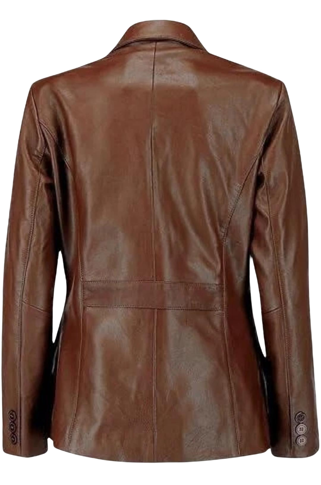 WOMEN'S SLIM FIT CLASSIC BROWN LEATHER BLAZER COAT